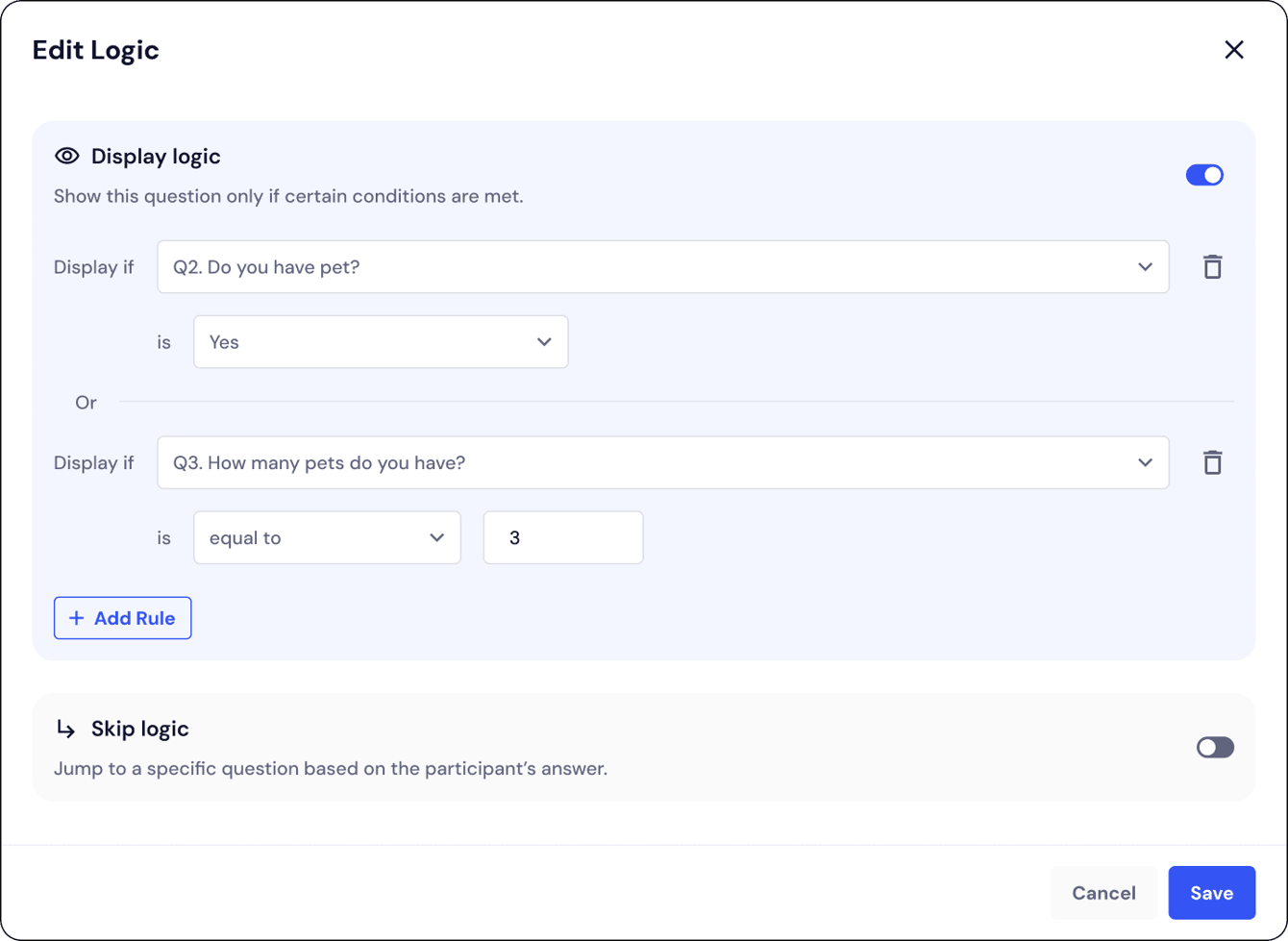 Using Skip and Display Logic in Labfront Questionnaires