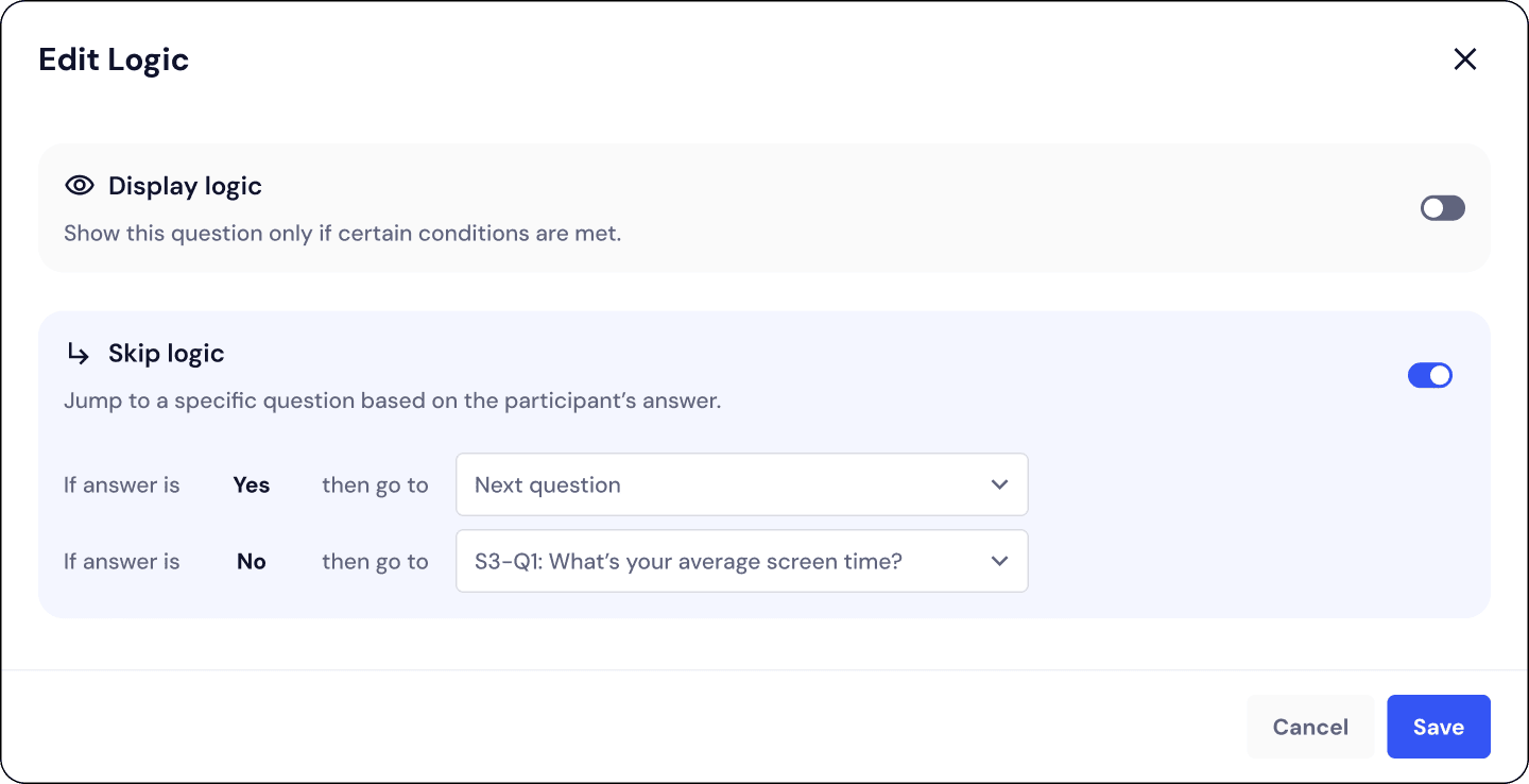 Using Skip and Display Logic in Labfront Questionnaires