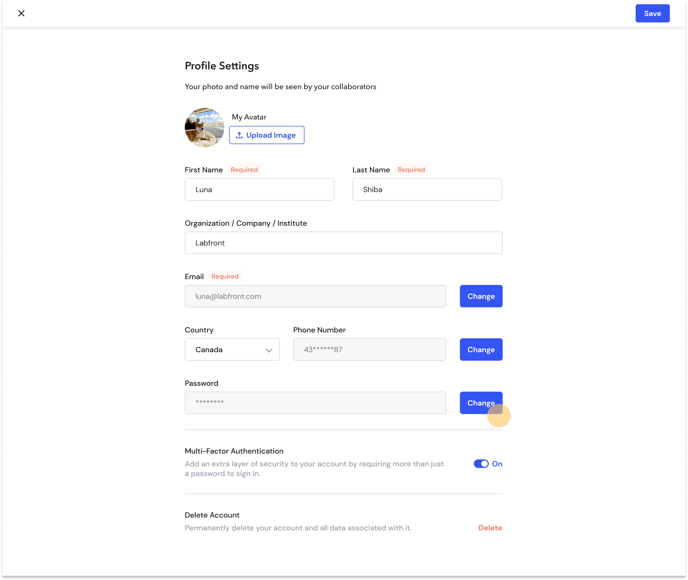 Profile Settings - PW